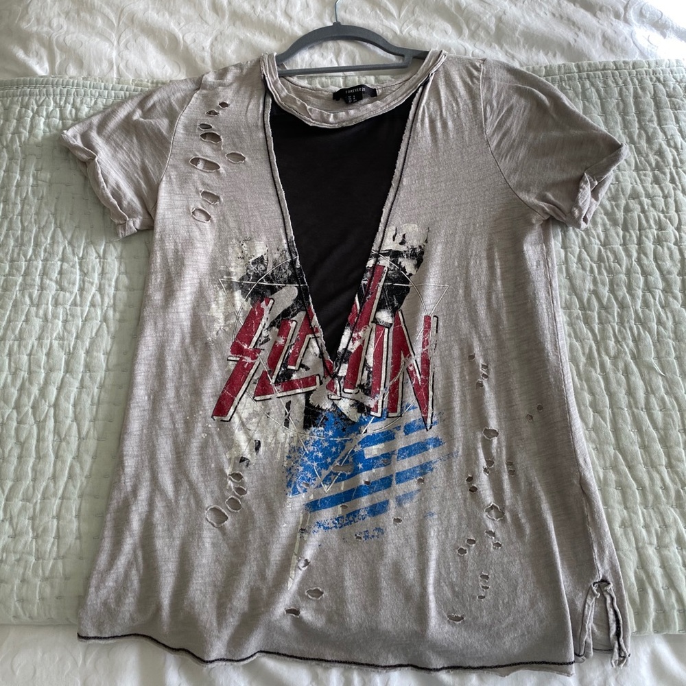 Distressed Mesh Cut Out Tee